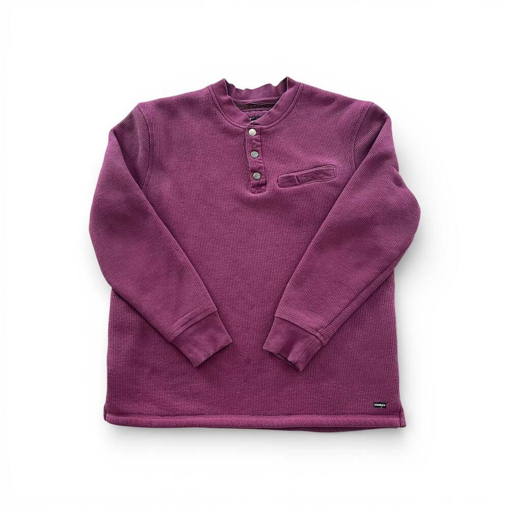 Stanley Men's Sherpa Lined Waffle Knit Henley Pullover - Burgundy Size L